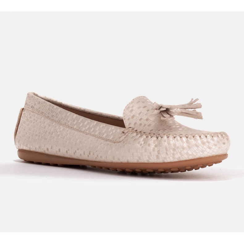 Marco Shoes Ballerina moccasin in beige and gold leather golden 1