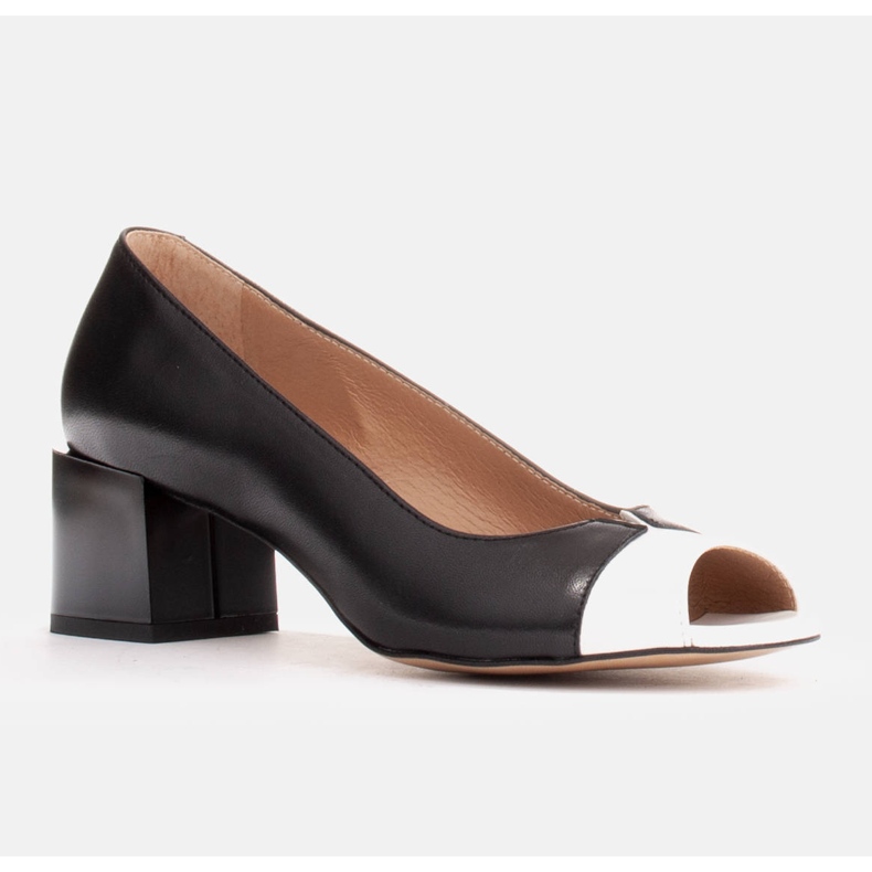 Marco Shoes Black and white leather pumps 1
