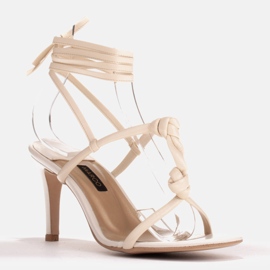 Marco Shoes Sandals with a knot and tied around the ankle beige 1