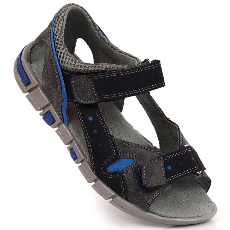 Boys' sandals with velcro navy blue and gray Kornecki 6186 black 1