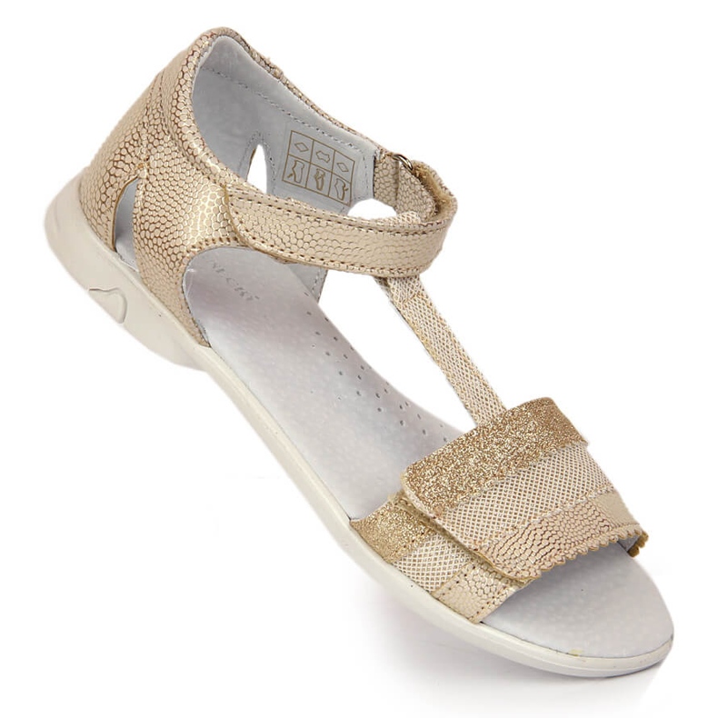 Girls' sandals with golden velcro Kornecki 6705 1