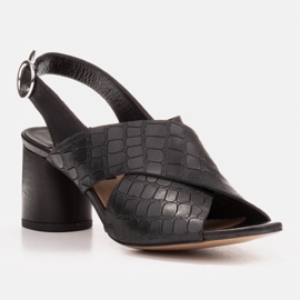 Marco Shoes Women's leather sandals made of leather with cut stripes black 1