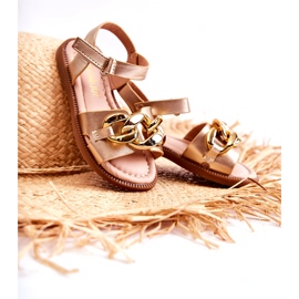 FR1 Children's Sandals With Golden Layra Velcro 1