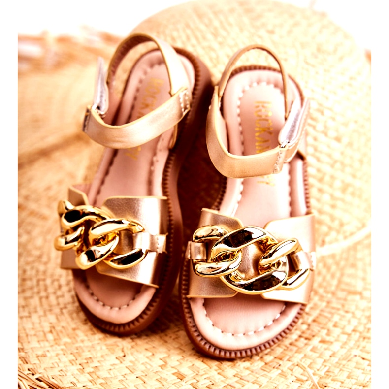 FR1 Children's Sandals With Golden Layra Velcro 2