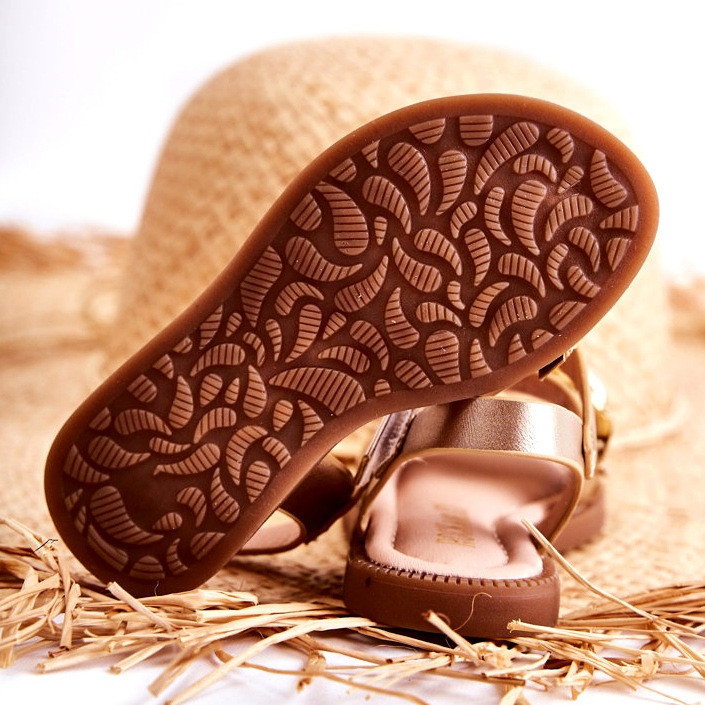 FR1 Children's Sandals With Golden Layra Velcro 3