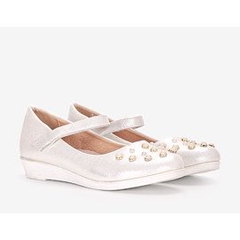 Children's white ballerinas with Silva pearls 1