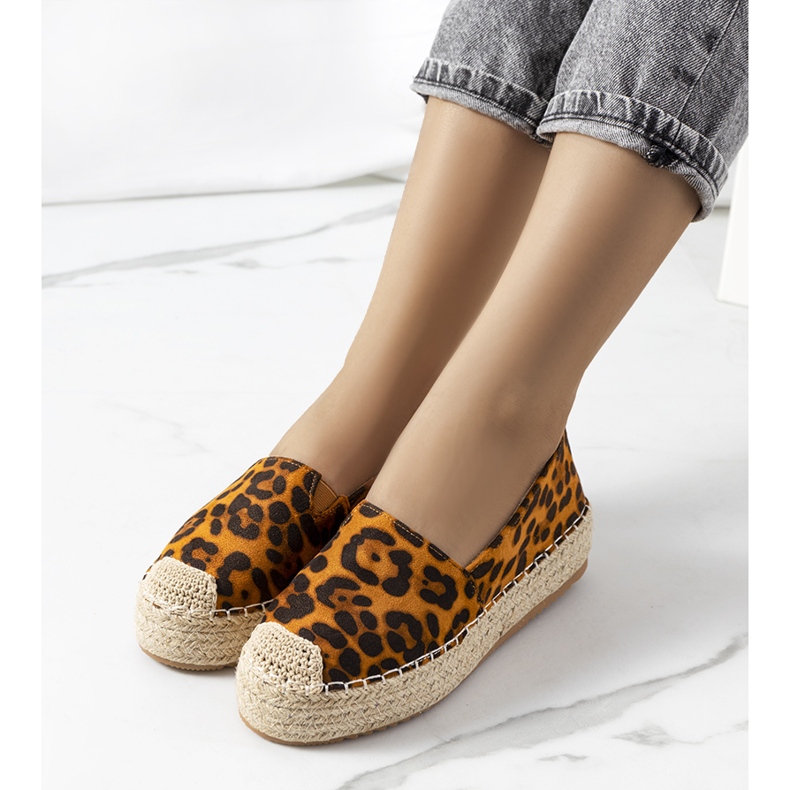 Brown espadrilles on the Feiken platform black yellow 1