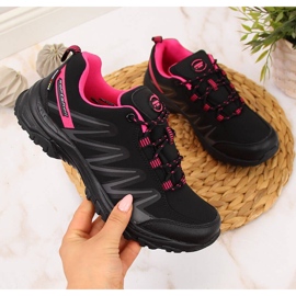 Women's trekking shoes waterproof black and pink American Club 2