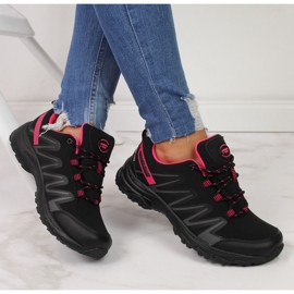 Women's trekking shoes waterproof black and pink American Club 1