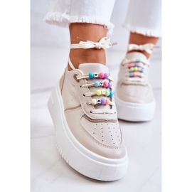 PS1 Women's Tied Sport Shoes Sneakers White-Pink Manila 1