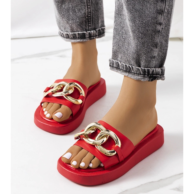 Red Slippers with Bragg Chain 1