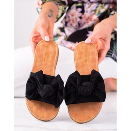 SHELOVET Slippers with a bow black 1 SHELOVET Slippers with a bow black 1