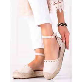 SHELOVET Espadrilles with studs beige 1