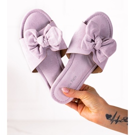 SHELOVET Purple slippers with a bow violet 1