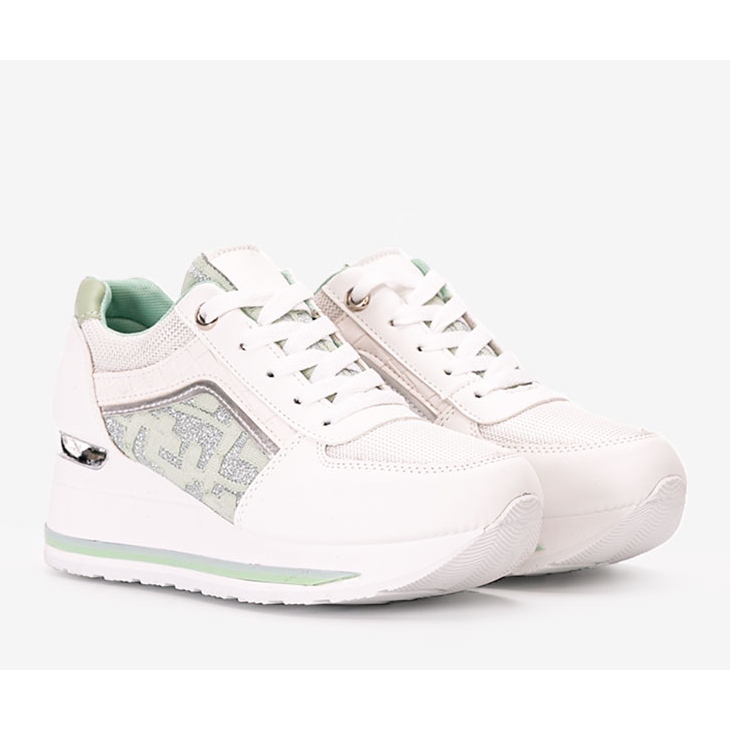White Vildan wedge sneakers green 1 White Vildan wedge sneakers green 1