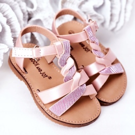 Pink children's sandals with glitter 2