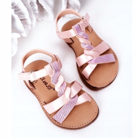Pink children's sandals with glitter 3