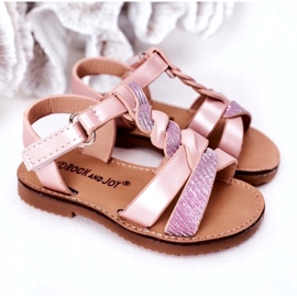 Pink children's sandals with glitter 4