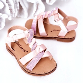 Pink children's sandals with glitter 1
