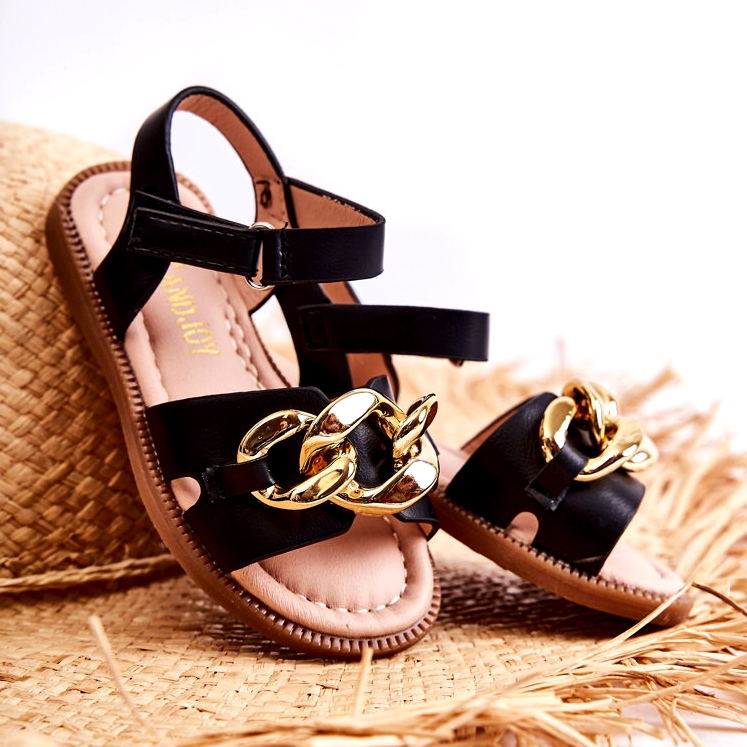 FR1 Children's Sandals With Black Layra Velcro golden 1