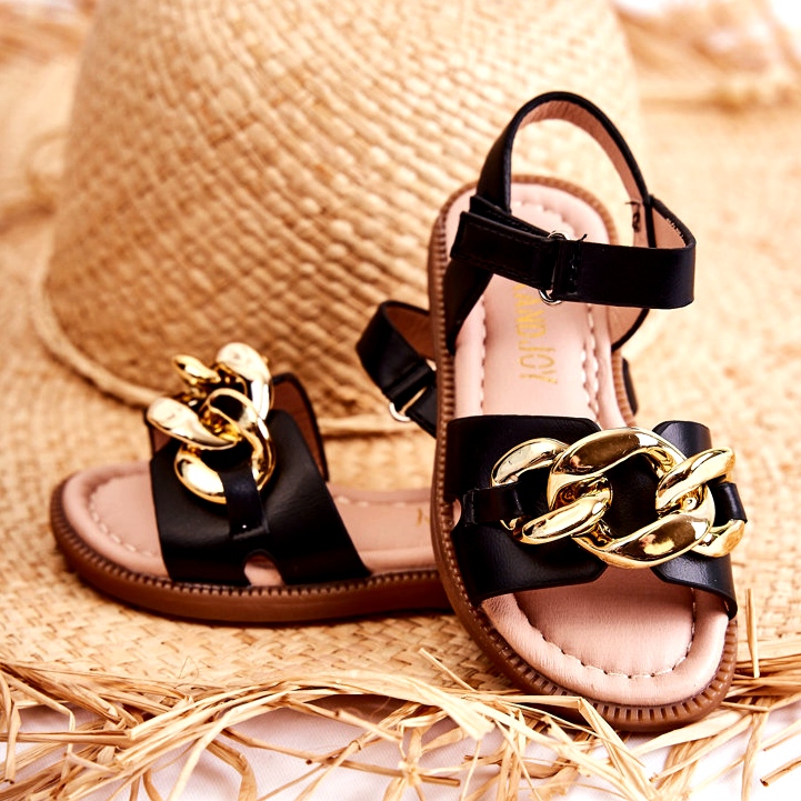 FR1 Children's Sandals With Black Layra Velcro golden 3