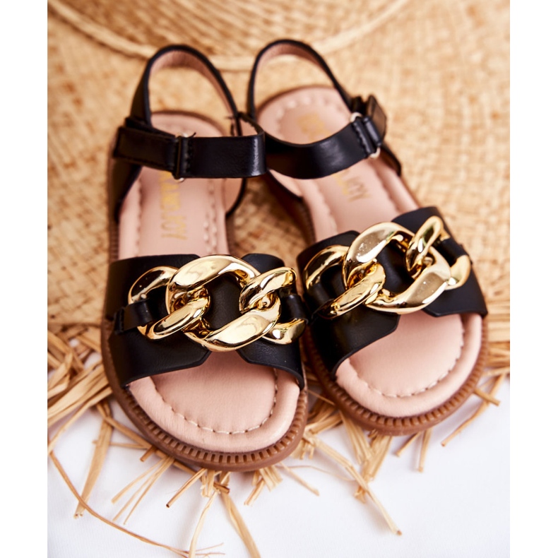 FR1 Children's Sandals With Black Layra Velcro golden 4
