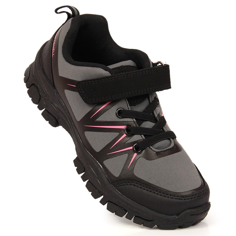 Trekking shoes for children waterproof with Velcro gray American Club black 1