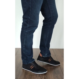 Polbut Casual men's shoes 1801P black nubuck / camel brown 5