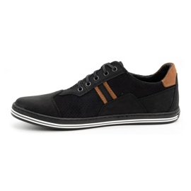 Polbut Casual men's shoes 1801P black nubuck / camel brown 1