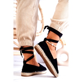 FB1 Ismanne Black Suede Espadrilles Tied 5