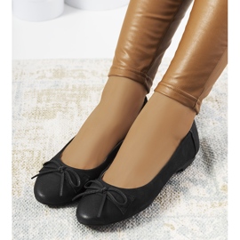Matte black ballerinas with a Morgana bow 1