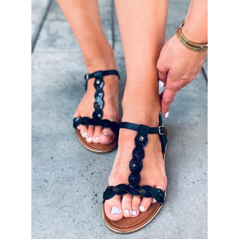 Basma Black iridescent women's sandals 1