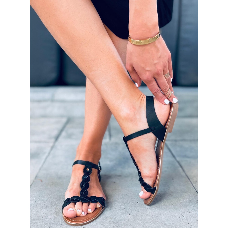 Basma Black iridescent women's sandals 2