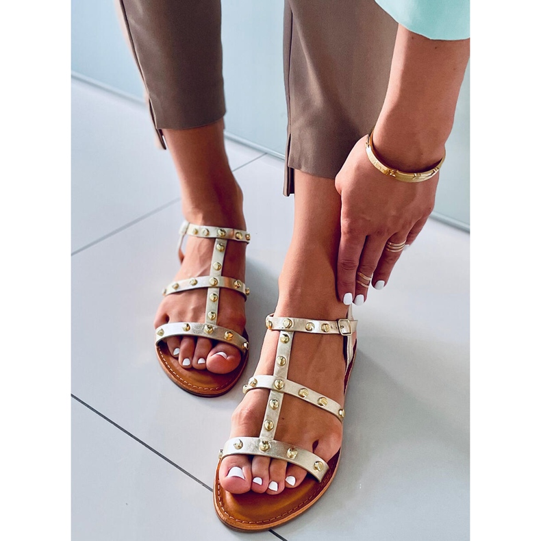 Sandals with Neha Gold studs golden 1