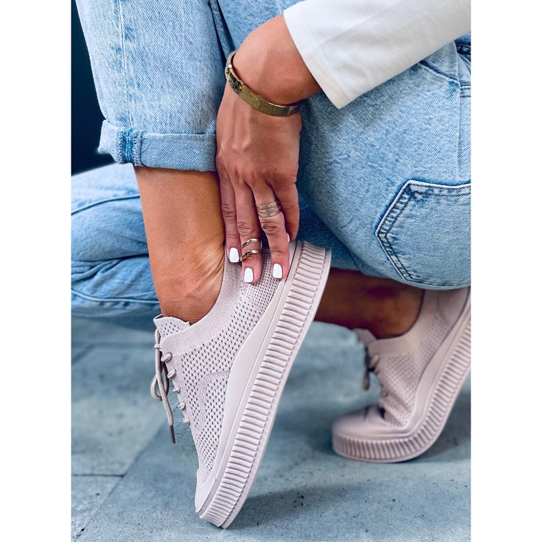 Posten Khaki women's sock sneakers beige 1