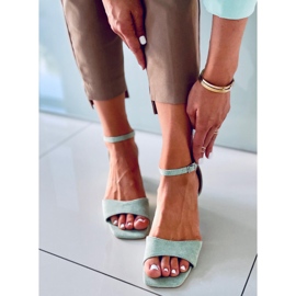 Green suede high heel sandals for women 1