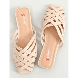 Loretta Beige braided women's slippers 1