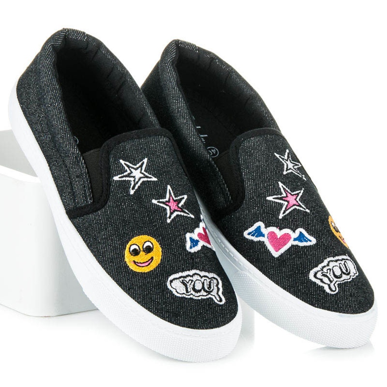 Balada Denim Slipons With Patches black 1