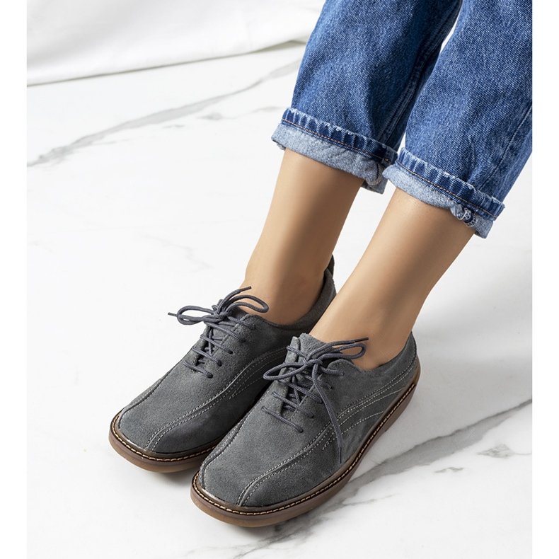 Gray leather women's shoes from Morten grey 1