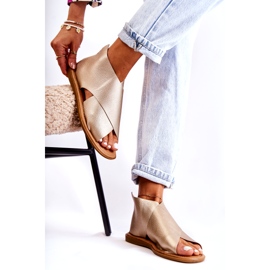 S.Barski Women's Leather Sandals Gold Catalise golden 1