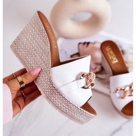 Lewski Shoes Leather wedge slippers Lewski 3062 White 4