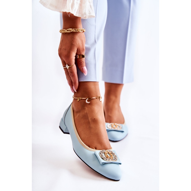 Leather Ballerinas With A Blue Joliet Ornament 1