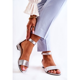 PA2 Women's Silver Shanley Leather Sandals 2