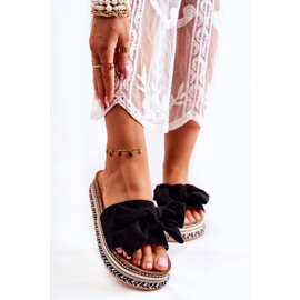 PG1 Women's Slippers On A Massive Platform With A Bow Black Macardi 1