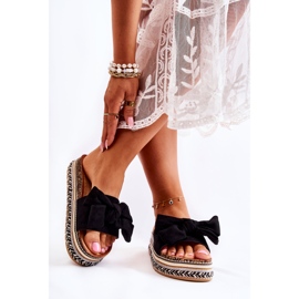 PG1 Women's Slippers On A Massive Platform With A Bow Black Macardi 2