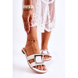 PG1 Women's Leather Slippers With White Roysa Decoration 1