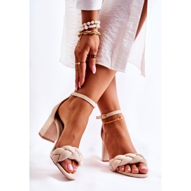 PH1 Suede sandals with a decorative braid Beige Casima 2