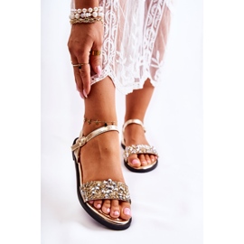 Classic Women's Sandals With Golden Florella Ornaments 2 Classic Women's Sandals With Golden Florella Ornaments 2