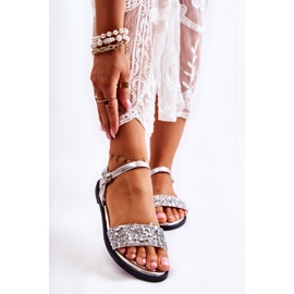 Classic Women's Sandals With Silver Florella Ornaments 1