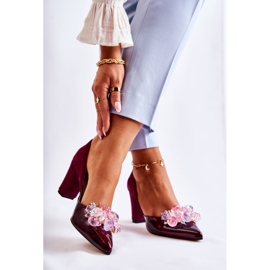 PA2 Fashionable Leather Pumps With Maroon Louna Ornaments red 2 PA2 Fashionable Leather Pumps With Maroon Louna Ornaments red 2